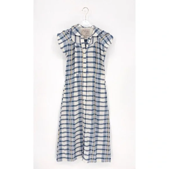 ACE & JIG Ophelia Button-Down Plaid Midi Dress in Honor Blue XS - Picture 2 of 13